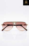 Optykart Luxury Gold Frame Polarized Sunglasses with Brown Gradient Lenses