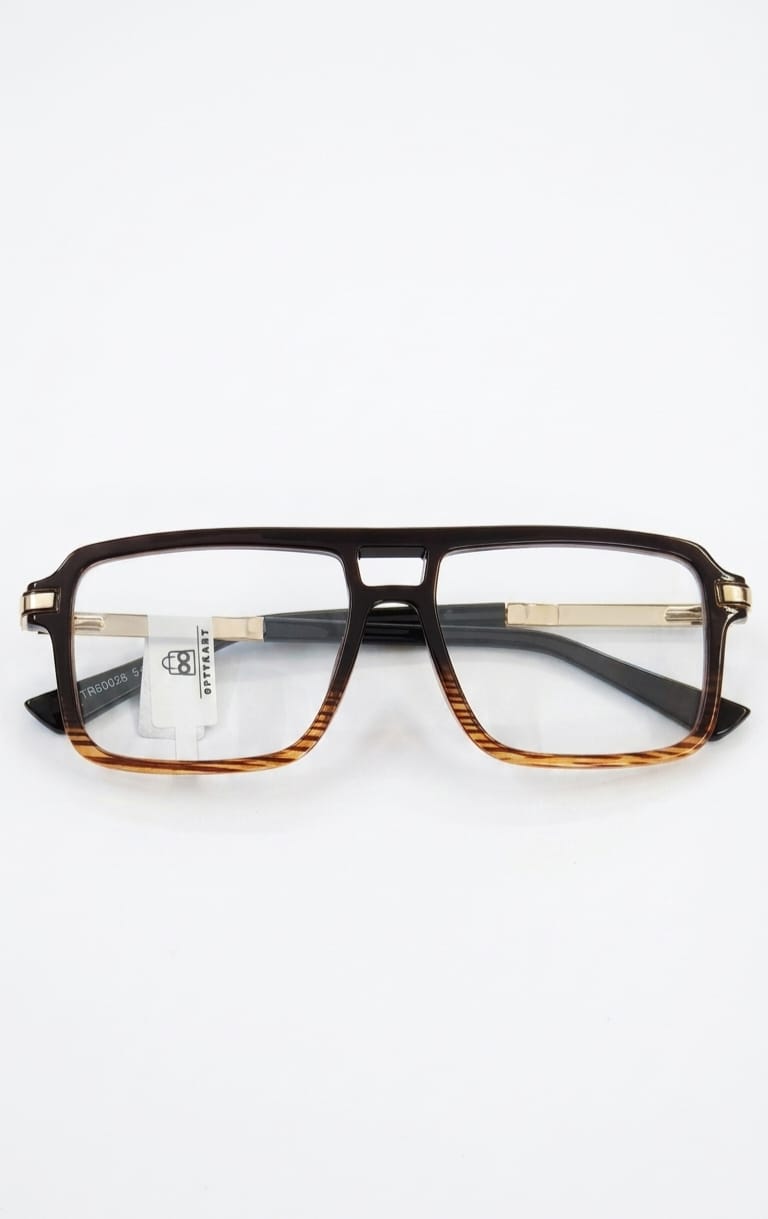 Optykart Vintage Double-Bridge Square Frame Glasses (TR60026)