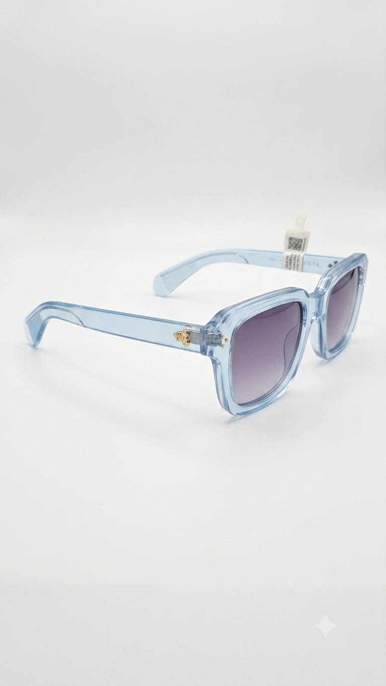 Optykart Translucent Light Blue Chunky Square Sunglasses with Gradient Lenses