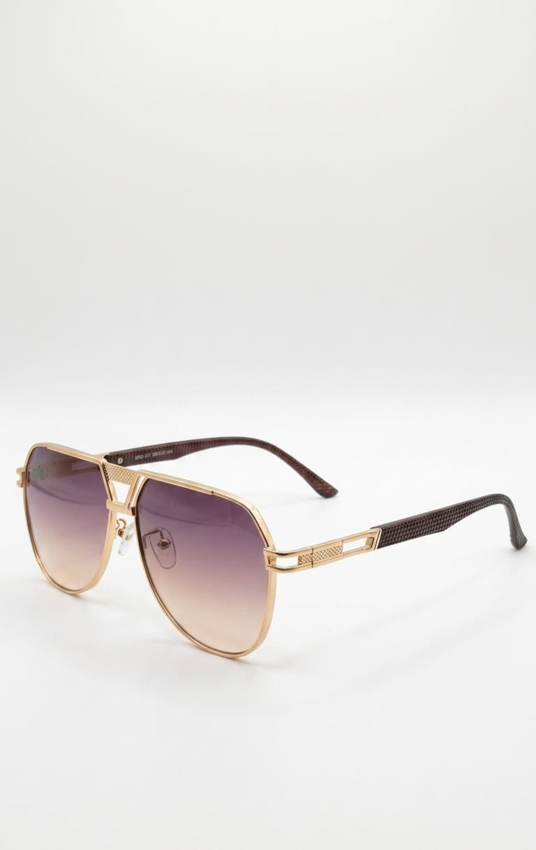 Optykart Luxury Gold Frame Polarized Sunglasses with Brown Gradient Lenses