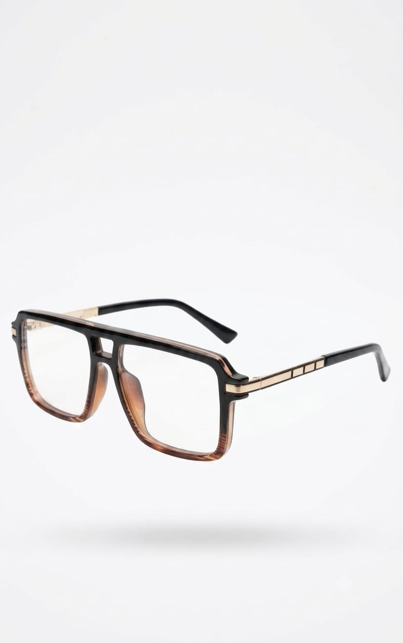 Optykart Vintage Double-Bridge Square Frame Glasses (TR60026)