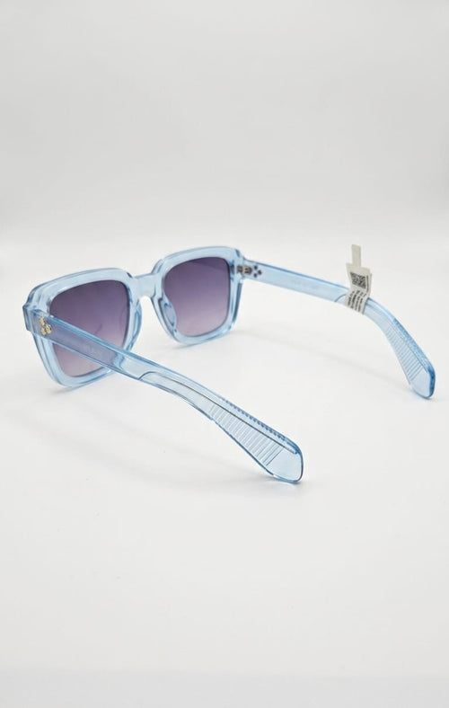 Optykart Translucent Light Blue Chunky Square Sunglasses with Gradient Lenses